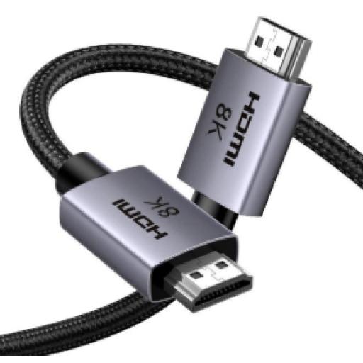 [UGREEN_25911] Ugreen Cable HDMI 2.1 de 8K@60Hz | 3 metros | 48Gbps | HDR10+ | 3D Inversivo| eARC | Dolby ATMOS |   VVR | QMS | QFT | ALLM | 3 modos de Visualización | Certificado HDMI 8K | Niquelado | Nylon Trenzado | Carcasa de Aluminio.