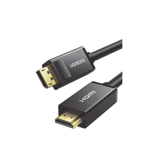 [UGREEN_10204] Ugreen Cable DP Macho a HDMI Macho | Longitud 5m | Soporta 4K@30Hz | Soporta 3D | Cobre Estañado 28AWG | Blindaje interno múltiple | Transmisión Unidireccional | Botón de Liberación | Chip de Última Generación.