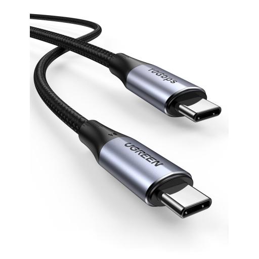 [UGREEN_80150] Ugreen Cable USB-C a USB-C 3.2 Thunderbolt | 1 Metro | 240W | 10 Gbps | 480 Mbps | Soporta Video 4K@60Hz| Chip E-Market Inteligente | Carcasa de Aluminio | Nylon Trenzado | Blindaje de 4 capas.