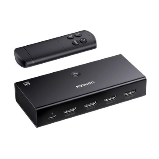 [UGREEN_15376] Ugreen Conmutador HDMI Switch 4@60Hz | 3 Entradas a 1 Salida | 3D | HDR | Dolby Atmos | DTS5.1/7.1 | HDCP2.2 | PCM2.0 | HDMI2.0 | Reduce el Retraso y la perdida de fotogramas | Incluye Control Remoto.