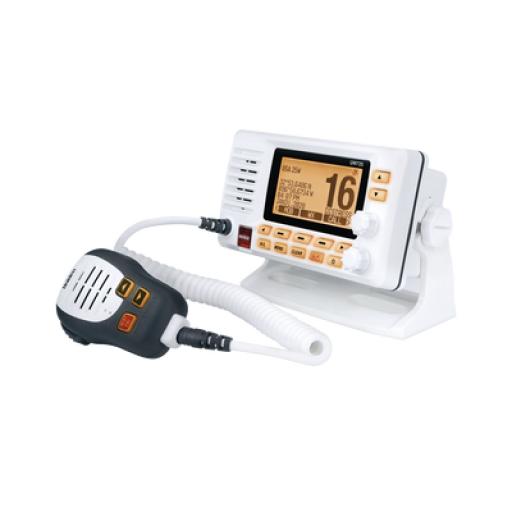 [UNIDEN_UM-725G] Uniden Radio Móvil Marino VHF, color blanco con receptor de GPS integrado, Tx: 156.025 - 157.425 MHz, Rx: 156.050 - 163.275 MHz, 25W de potencia, sumergible IPX8 incluye micrófono y cable de alimentación