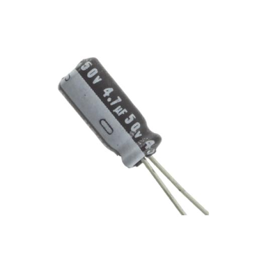 [SYSCOMPARTS_CE4.7/50V] SYSCOM PARTS Capacitor Electrolítico de Aluminio, Radial de 4.7 µFd, 50 Vcc, 105 °C, 5 x 11.7 mm.