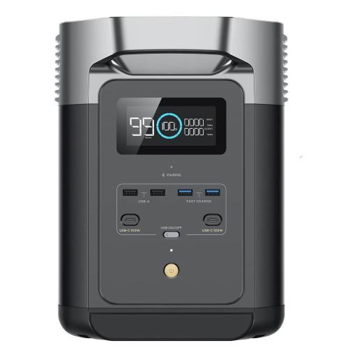 [ECOFLOW_DLT2KIT-BP] ECOFLOW Kit de Estación de Energía Portátil 1024Wh + Batería Externa 1024Wh + Panel Solar Flexible 400W (2024Wh Totales)