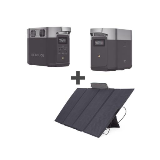 [ECOFLOW_DLT2KIT-BP] ECOFLOW Kit de Estación de Energía Portátil 1024Wh + Batería Externa 1024Wh + Panel Solar Flexible 400W (2024Wh Totales)