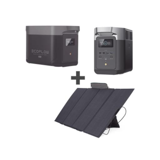 [ECOFLOW_DLT2MAX-KIT-BP] ECOFLOW Kit de Estación de Energía Portátil 2048Wh + Batería Externa 2048Wh + Panel Solar Flexible 400W (4096Wh Totales)
