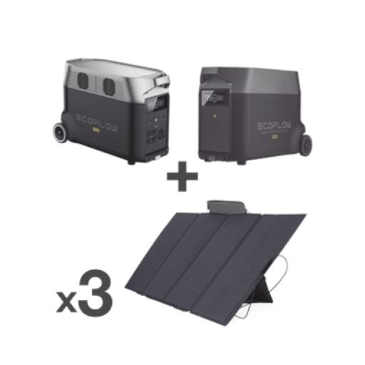 [ECOFLOW_DLTPRO-KIT-BPLUS] ECOFLOW Kit de Estación de Energía Portátil 3600Wh + Batería Externa 3600Wh + 4 Paneles Solares Flexibles 400W (7200Wh, 1600W Totales)