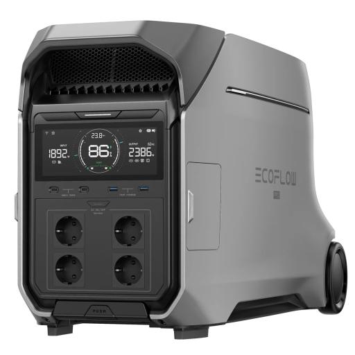 [ECOFLOW_EFD521] ECOFLOW Estación de Energía Portátil DELTA PRO 4096Wh Litio LFP / 5 AC 4000W (8000W Pico) / 2 USB-C 100W / Capacidad para Aumentar Respaldo / Cargador de Coche 10A a 12.6V / Conectividad WiFi y Bluetooth (App) / Carga Solar 2600W Max. (2 Puer