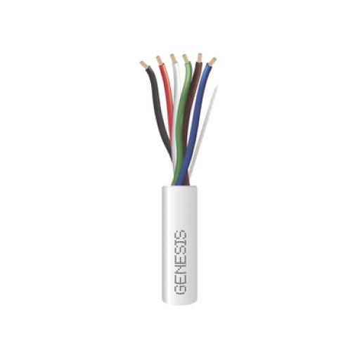 [GENESIS_3116-1012] GENESIS Bobina de 305 Metros / Cable de Cobre / 6 x 18 AWG  / Para Interior / Color Blanco / Para Aplicaciones de Alarmas de Intrusión/Control de Acceso/ Automatización / Interfonos y Tv Porteros