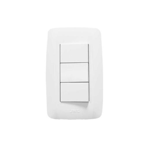 [JWJ_JTL-B72-09] JWJ Placa con 3 Interruptores Sencillos/  127 V ~60 HZ 10 A / 1 Modulo.
