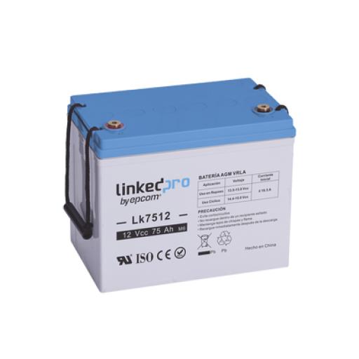 [LINKEDPROBYEPCOM_LK7512] LINKEDPRO BY EPCOM Batería 12 Vcc / 75 Ah / UL / Tecnología AGM-VRLA / Para uso en equipo electrónico / Sistemas de emergencia y aplicaciones fotovoltaicas Terminales T3