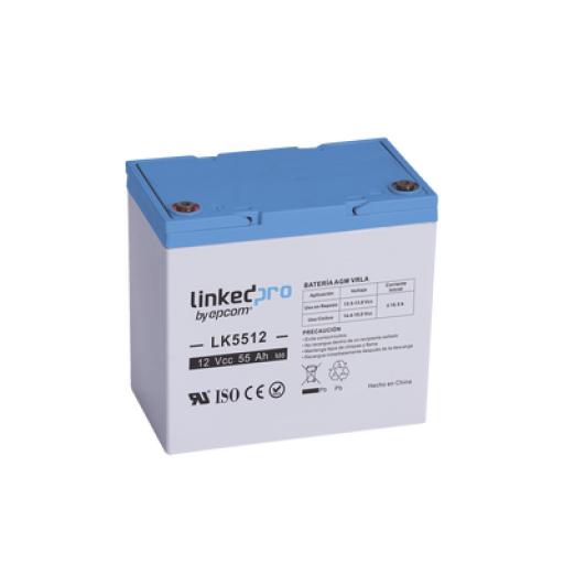 [LINKEDPROBYEPCOM_LK5512] LINKEDPRO BY EPCOM Batería 12 Vcc / 55 Ah / UL / Tecnología AGM-VRLA / Para uso en equipo electrónico, Alarmas de Intrusión / Incendio/ Control de acceso / Video Vigilancia / T2