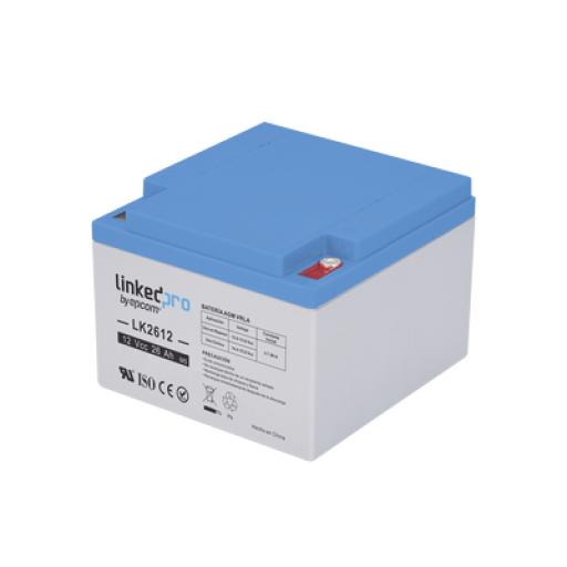 [LINKEDPROBYEPCOM_LK2612] LINKEDPRO BY EPCOM Batería 12 Vcc / 26 Ah / UL / Tecnología AGM-VRLA / Para uso en equipo electrónico, Alarmas de Intrusión / Incendio/ Control de acceso / Video Vigilancia / Terminales T1