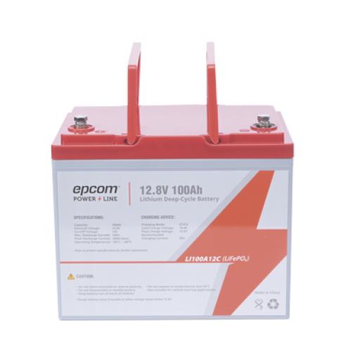 [EPCOM_LI100A12CV] Epcom Batería de Litio Ciclo Profundo, 12.8 Vcc 100Ah (LiFePO4 de Celdas Cilíndricas) , Solar, Marina, Máximo 100 A de Descarga