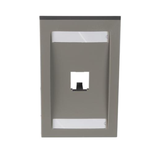 [PANDUIT_CFPE1IGY] Panduit Placa de Pared Vertical Ejecutiva, Salida Para 1 Puerto Mini-Com, Con Espacios Para Etiquetas, Color Gris