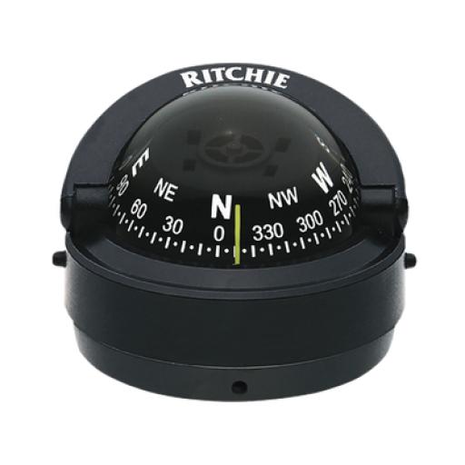 [RITCHIE_S-53] RITCHIE Brújula serie Explorer en color negro para montaje en superficie, cuenta con iluminación nocturna color verde.