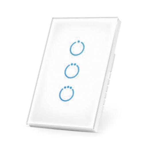 [SMARTHOMEBYEPCOM_MHS513] SMARTHOME BY EPCOM (ZWAVE) Interruptor On/Off panel táctil touch inalámbrico Zwave Plus 3 botones. Compatible con Hubitat HC8, Álula  M2M, otro 