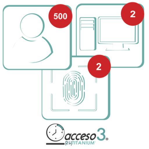 [ACCESSPRO_TITANIUMI-3A] AccessPRO [BAJO PEDIDO] Licencia de 3 años para software Acceso3 TITANIUM  / 500 Empleados / 2 reloj / 2 PC