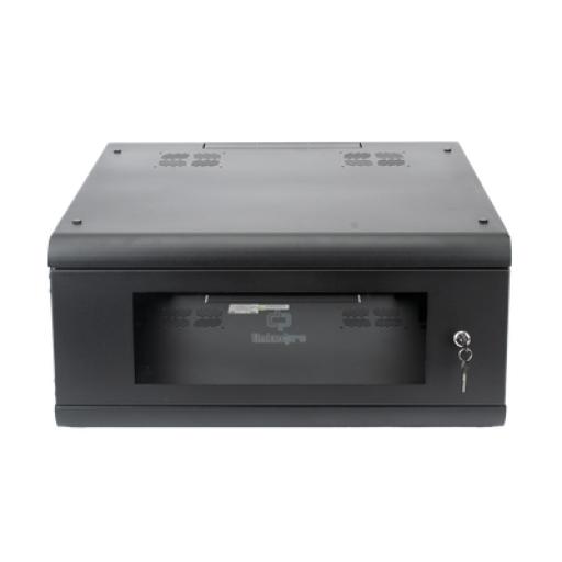[LINKEDPRO_SR-1904-GN2G] Linkedpro Gabinete de Pared con Puerta de Cristal Templado, 635mm de Profundidad, 4U Rack de 19'', Acero Reforzado