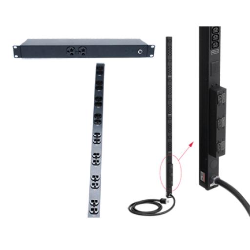 [HOFFMAN_DP1N190615] HOFFMAN PDU Básico de Montaje en Rack, Con 6 Salidas Frontales NEMA 5-15R,  Enchufe de Entrada NEMA 5-15P, de 19in, 1UR, 15 Amp, 120 Vca 
