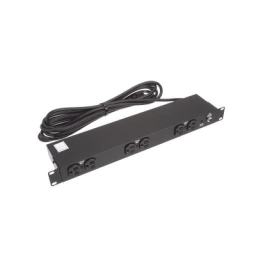 [HOFFMAN_DP1N190615] HOFFMAN PDU Básico de Montaje en Rack, Con 6 Salidas Frontales NEMA 5-15R,  Enchufe de Entrada NEMA 5-15P, de 19in, 1UR, 15 Amp, 120 Vca 