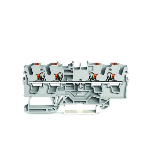 [WAGO_2204-1401] WAGO Borna de paso para 4 conductores; con tecla; 4 mm²; con orificio de prueba; Marcaje lateral y central; para carril DIN 35 x 15 y 35 x 7,5; Push-in CAGE CLAMP®; 4,00 mm²; gris