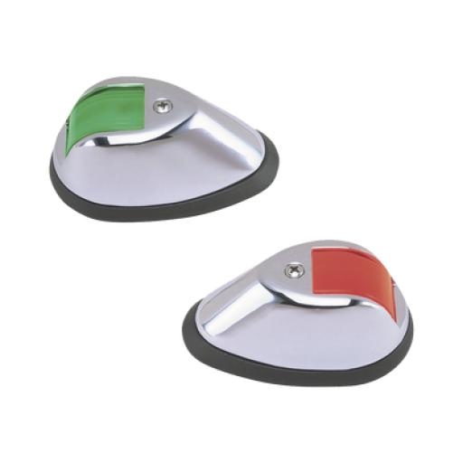 [PERKO_0254-M00-DP1] PERKO Set de Luces de Navegación Verticales en Carcasa Cromada en Color Rojo/Verde para Embarcaciones a Motor de Hasta 20 Metros 