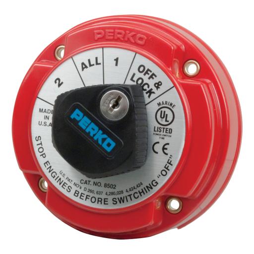 [PERKO_8502DP] PERKO Switch Selector de Batería de Servicio Mediano con Bloqueo por Medio de Llave, para Sistemas Eléctricos Marinos