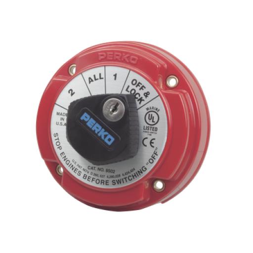 [PERKO_8502DP] PERKO Switch Selector de Batería de Servicio Mediano con Bloqueo por Medio de Llave, para Sistemas Eléctricos Marinos