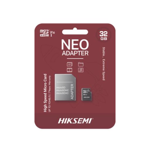 [HIKSEMIBYHIKVISION_HS-TF-C1/32G/NEO/A] HIKSEMI by HIKVISION Memoria microSD con Adaptador Ideal para Celular o Tablet / 32 GB / Multipropósito / Clase 10 / 92 MB/s Lectura / 50 MB/s Escritura