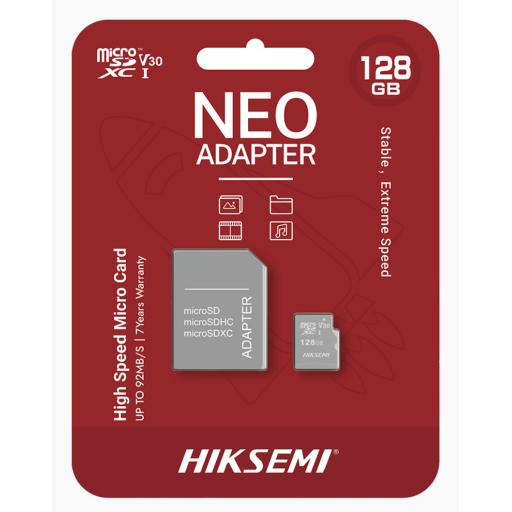 [HIKSEMIBYHIKVISION_HS-TF-C1/128G/NEO/A] HIKSEMI by HIKVISION Memoria microSD con Adaptador Ideal para Celular o Tablet / 128 GB / Multipropósito / Clase 10 / 92 MB/s Lectura / 50 MB/s Escritura