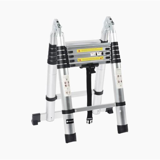 [PRECISION_PST-H10-002] Precision Escalera Telescópica de Aluminio Tipo Tijera de 1.9 + 1.9 Metros de Altura