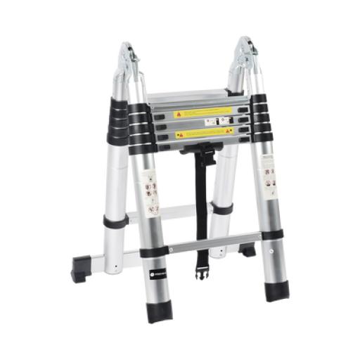 [PRECISION_PST-H10-002] Precision Escalera Telescópica de Aluminio Tipo Tijera de 1.9 + 1.9 Metros de Altura