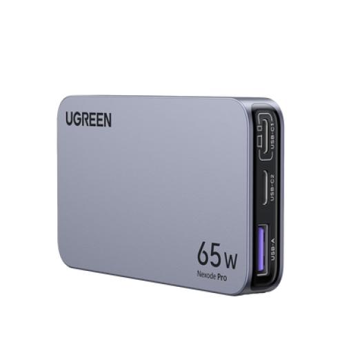 [UGREEN_15817] Ugreen Cargador Ultra Slim 65W Nexode Pro| Diseño de Pared Plano | 3 Puertos de Carga Rápida | 2 USB-C | 1 USB-A | Tecnología GaNInfinity | PD3.1 de 65W / QC4.0 | Tecnología de Protección Térmica | Optimiza la Carga | Ca