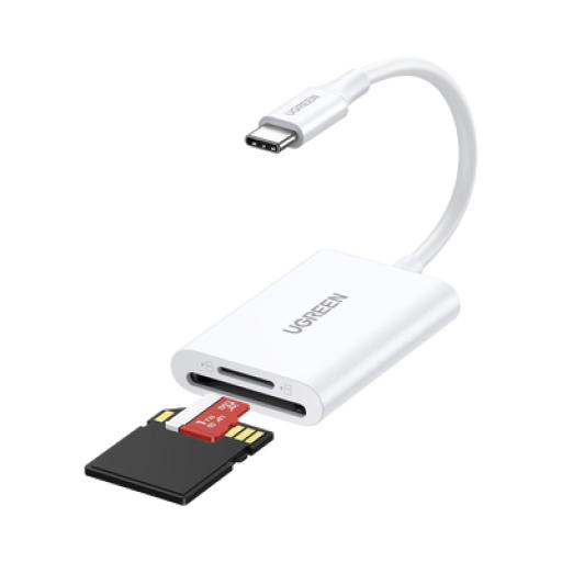 [UGREEN_35506] Ugreen Lector de Tarjetas USB-C 3.1 | Soporta Micro-SD (TF) /SD | 5Gbps | 170 MB/s | OTG | Soporta hasta 2TB | Admite intercambio en Caliente | 2 tarjetas simultaneas | Soporta Windows/Mac OS/Linux | Color Blanco