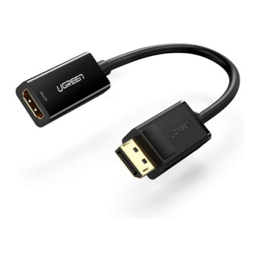 [UGREEN_40363] Ugreen Convertidor DisplayPort a HDMI 4K| 3D | HDR | Blindaje interno | Botón Liberador | Carcasa de ABS | Plug & Play | CE, FCC, RoHS | Cable de 25 cm.