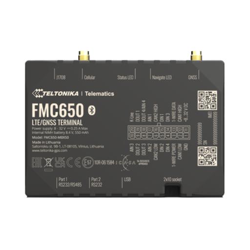 [TELTONIKA_FMC650] Teltonika Profesional Rastreador Vehicular (GPS) 4G LTE Cat 1 Con Lectura Can / Bluetooth y Múltiples Entradas y Salidas Digitales