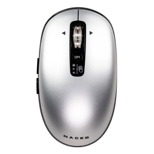[NACEBTECHNOLOGY_NA-0131G] MOUSE INALAMBRICO NACEB (NA-0130G) SLIM GRIS, USB, BLUETOOTH, 3200DPI, SCROLL INFINITO/HORIZONTAL