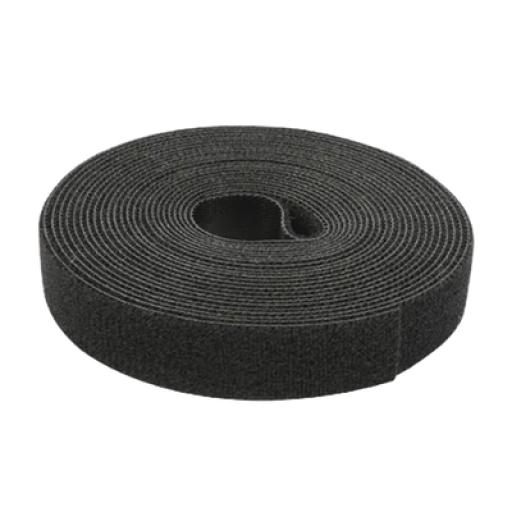 [PRECISION_PST-C05-001-BK] Precision Cinta Autoadherente / de Contacto de Color Negro, Espalda con Espalda (Gancho y Bucle) de 1.6 cm x 25 metros.