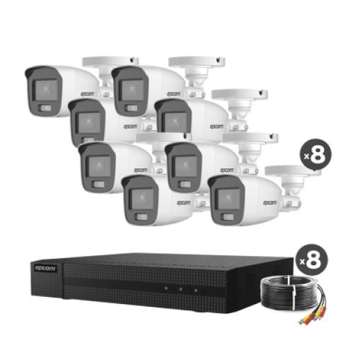 [EPCOMPROFESSIONAL_B8-KIT8-CV/A] EPCOM PROFESSIONAL Kit TurboHD 1080p / DVR 8 Canales / 8 Cámaras Bala ColorVu con Microfono Integrado / Fuente de Poder / Accesorios de Instalación