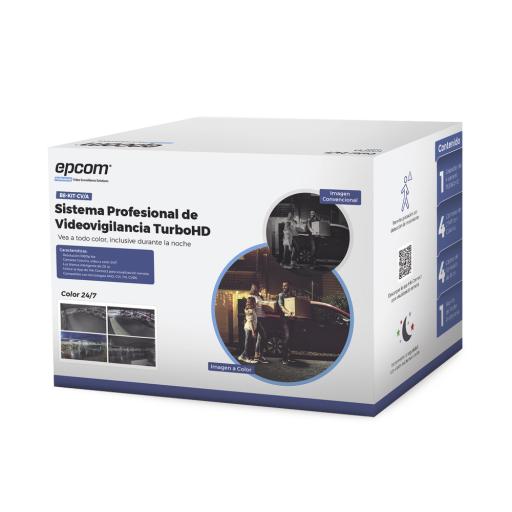 [EPCOMPROFESSIONAL_B8-KIT8-CV/A] EPCOM PROFESSIONAL Kit TurboHD 1080p / DVR 8 Canales / 8 Cámaras Bala ColorVu con Microfono Integrado / Fuente de Poder / Accesorios de Instalación