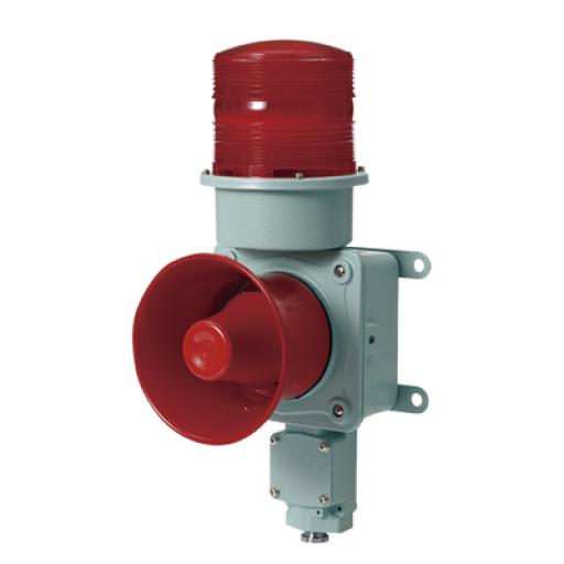 [QLIGHT_SDL-WS-24-R] QLIGHT Combinación de baliza LED color roja con sirena electrónica para aplicaciones de la industria pesada  máx.114 dB a 24 VCD