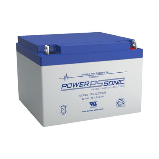 [POWER-SONIC_PS-12260-M5] Power-Sonic Batería 12V, 26AH, Para Respaldo, Tecnologías AGM/VRLA, 5 Años Vida Útil, Terminales M5, Reconocida UL  