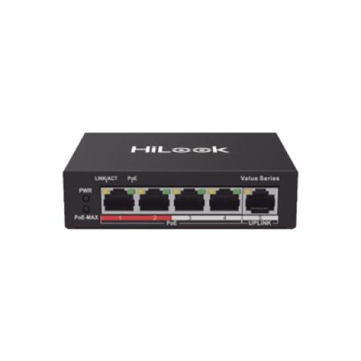 [HIKVISIONDIGITALTECHNOLOGY_NS-0105P-35(B)] Hikvision Digital Technology Switch PoE+ / No Administrable / 4 Puertos 10/100 Mbps PoE+ (af / at) / 1 Puerto 10/100 Mbps Uplink / Modo Extendido hasta 250 Metros / 35 Watts