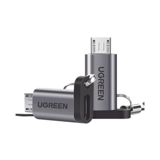 [UGREEN_50590] Ugreen Adaptador USB-C 3.1 a Micro USB | Carga Rápida | FPC/QC2.0 | Sincronización de Datos | Velocidad de Transferencia de hasta 480Mbps | Incluye Cordón | Caja de Aluminio | Múltiples Protecciones | Amplia Compatibilidad.