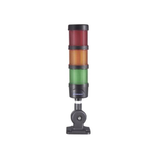 [EPCOMINDUSTRIALSIGNALING_EI-3-RAG-110240] EPCOM INDUSTRIAL SIGNALING Torre LED Indicadora de estado de 3 niveles color Rojo, Ámbar y Verde, con Buzzer integrado a 85 dB,  a 110-240 VCA con Montaje incluido de 60 mm de diámetro