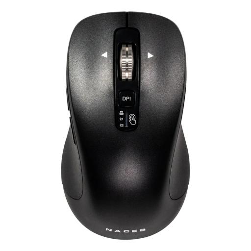 [NACEBTECHNOLOGY_NA-0132] MOUSE INALAMBRICO NACEB (NA-0132) CONFORT NEGRO, USB, BLUETOOTH, 3200DPI, SCROLL INFINITO/HORIZONTAL