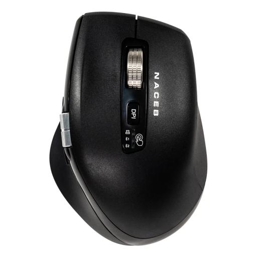 [NACEBTECHNOLOGY_NA-0133] MOUSE INALAMBRICO NACEB (NA-0133) DOBLE SCROLL, USB, BLUETOOTH, 3200DPI, 5*BOTONES+RUEDA, NEGRO