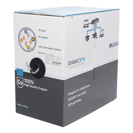 [LINKEDPROBYEPCOM_PRO-CAT-5E-V2] LINKEDPRO BY EPCOM Bobina de cable de 305 m, ( 1000 ft ), Cat5e, alto desempeño, de color Gris, UL, para aplicaciones en video vigilancia, redes de datos. Uso Interior