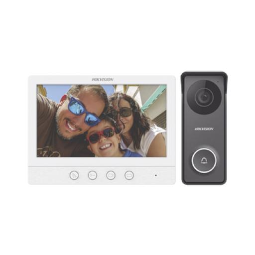 [HIKVISIONDIGITALTECHNOLOGY_DS-KIS213] Hikvision Digital Technology Kit de Videoportero TurboHD con Pantalla LCD a Color de 7" / Frente de Calle para Exterior de Metal / 720p (1 Megapíxel )130° de Visión (Gran Angular)