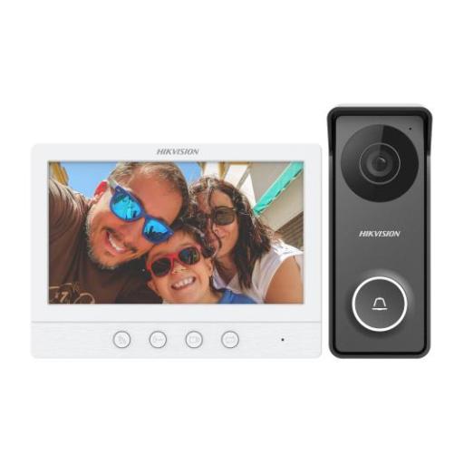 [HIKVISIONDIGITALTECHNOLOGY_DS-KIS213] Hikvision Digital Technology Kit de Videoportero TurboHD con Pantalla LCD a Color de 7" / Frente de Calle para Exterior de Metal / 720p (1 Megapíxel )130° de Visión (Gran Angular)